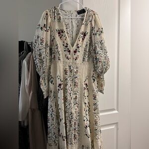 ASOS EDITION floral embroidered midi dress with lace inserts